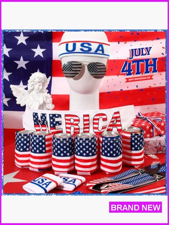 Patriotic Fanny Pack Set with Suspenders Glasses Headband Wristband 4th of July